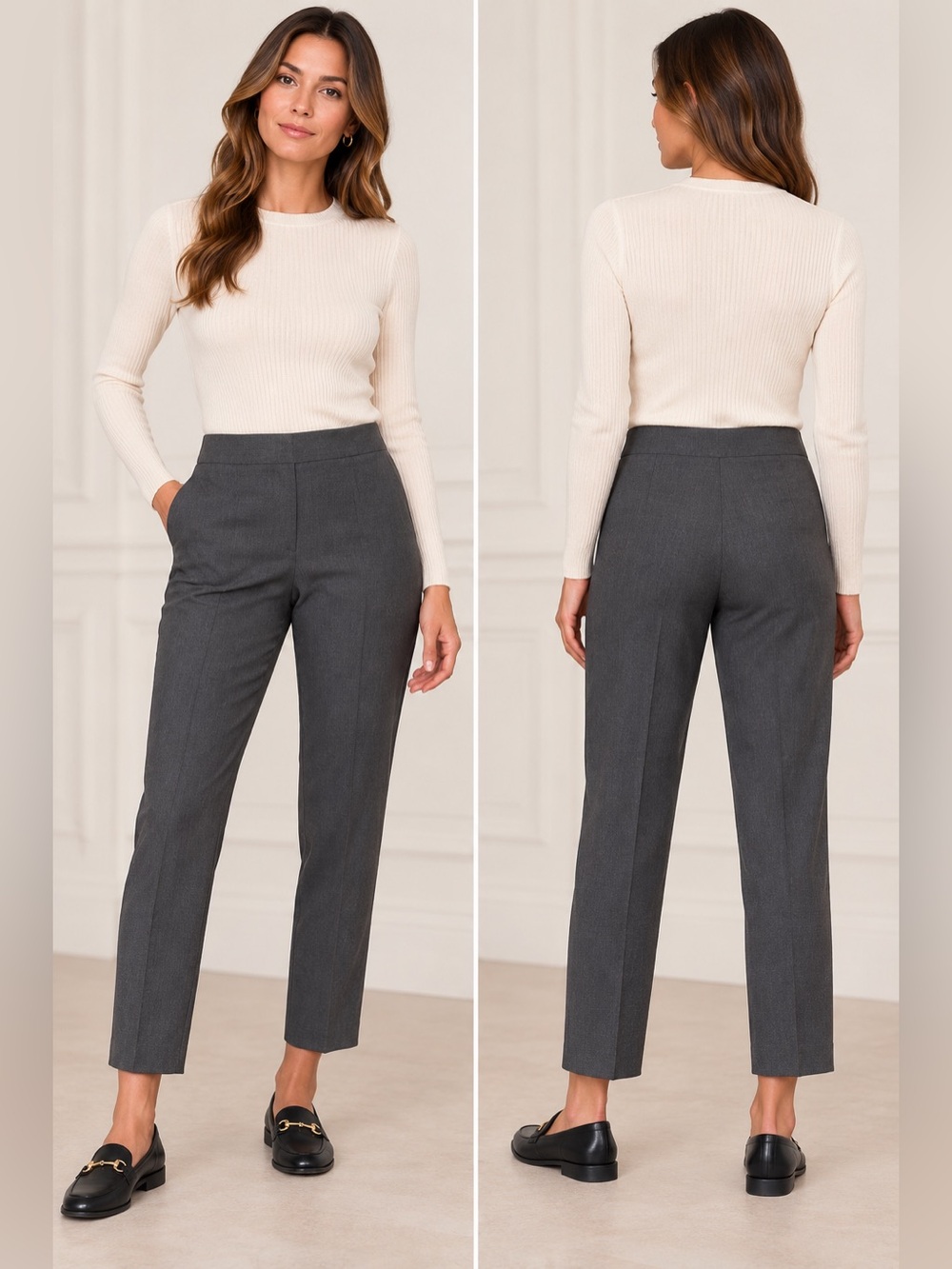 Lafayette 148 New York Gray Ankle Pants Size 14